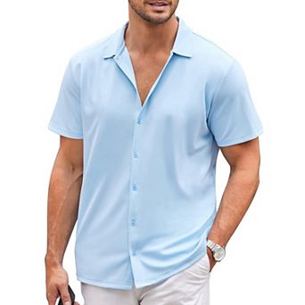 COOFANDY Men's Casual Shirts Short Sleeve Muscle Fit Button Down Shirts Summer Shirt