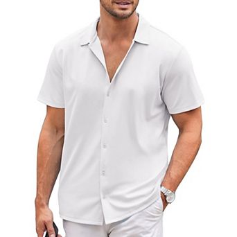 COOFANDY Men's Casual Shirts Short Sleeve Muscle Fit Button Down Shirts Summer Shirt