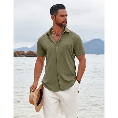 COOFANDY Mens Shirts Casual Button Down Short Sleeve Shirt Summer Tropical Beach Vacation Shirts