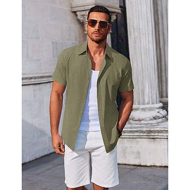 COOFANDY Mens Shirts Casual Button Down Short Sleeve Shirt Summer Tropical Beach Vacation Shirts
