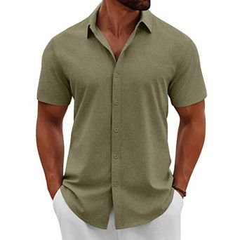 COOFANDY Mens Shirts Casual Button Down Short Sleeve Shirt Summer Tropical Beach Vacation Shirts