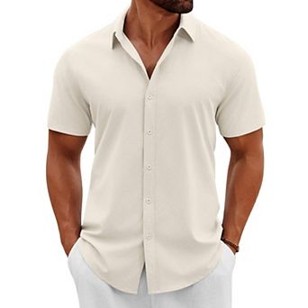 COOFANDY Mens Shirts Casual Button Down Short Sleeve Shirt Summer Tropical Beach Vacation Shirts