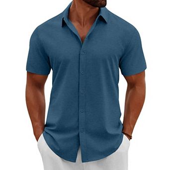 COOFANDY Mens Shirts Casual Button Down Short Sleeve Shirt Summer Tropical Beach Vacation Shirts