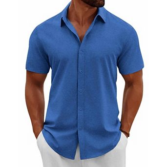 COOFANDY Mens Shirts Casual Button Down Short Sleeve Shirt Summer Tropical Beach Vacation Shirts