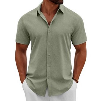 COOFANDY Mens Shirts Casual Button Down Short Sleeve Shirt Summer Tropical Beach Vacation Shirts