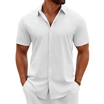 COOFANDY Mens Shirts Casual Button Down Short Sleeve Shirt Summer Tropical Beach Vacation Shirts