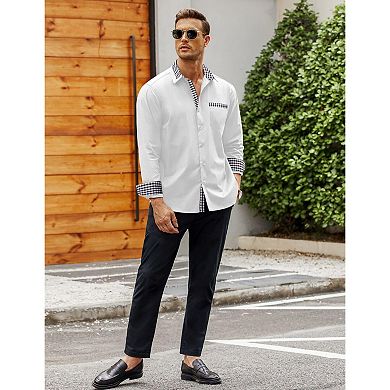 COOFANDY Men's Dress Shirt Plaid Collar Slim Fit Button Down Shirt