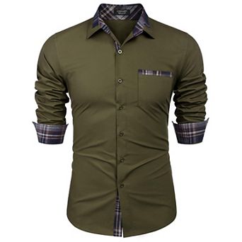 COOFANDY Men's Dress Shirt Plaid Collar Slim Fit Button Down Shirt