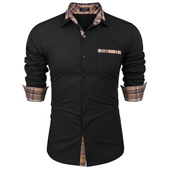 COOFANDY Men's Dress Shirt Plaid Collar Slim Fit Button Down Shirt