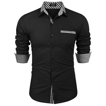 COOFANDY Men's Dress Shirt Plaid Collar Slim Fit Button Down Shirt