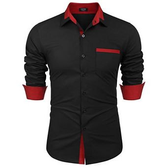 COOFANDY Men's Dress Shirt Plaid Collar Slim Fit Button Down Shirt