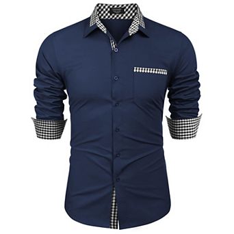 COOFANDY Men's Dress Shirt Plaid Collar Slim Fit Button Down Shirt