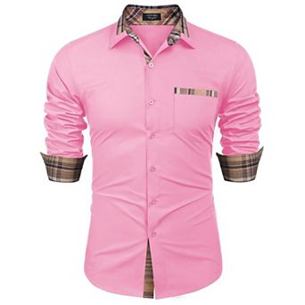 COOFANDY Men's Dress Shirt Plaid Collar Slim Fit Button Down Shirt