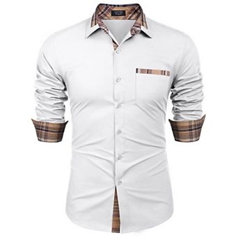 COOFANDY Men's Dress Shirt Plaid Collar Slim Fit Button Down Shirt