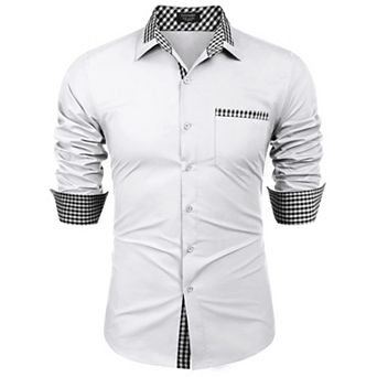 COOFANDY Men's Dress Shirt Plaid Collar Slim Fit Button Down Shirt
