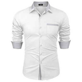 COOFANDY Men's Dress Shirt Plaid Collar Slim Fit Button Down Shirt