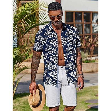 COOFANDY Men's Summer Shirt Short Sleeve Hawaiian Button Down Shirts Casual Beach Shirts
