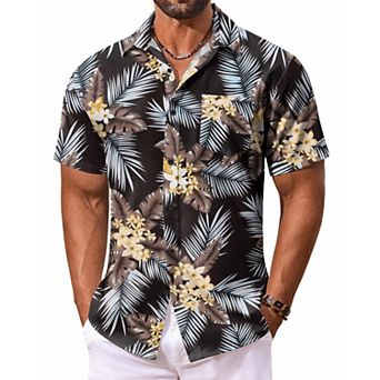 COOFANDY Men's Summer Shirt Short Sleeve Hawaiian Button Down Shirts Casual Beach Shirts