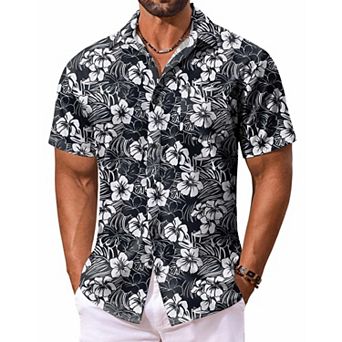 COOFANDY Men's Summer Shirt Short Sleeve Hawaiian Button Down Shirts Casual Beach Shirts