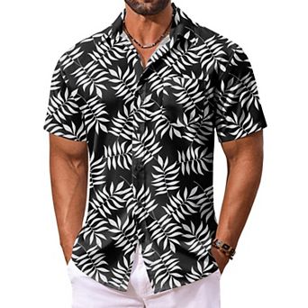 COOFANDY Men's Summer Shirt Short Sleeve Hawaiian Button Down Shirts Casual Beach Shirts