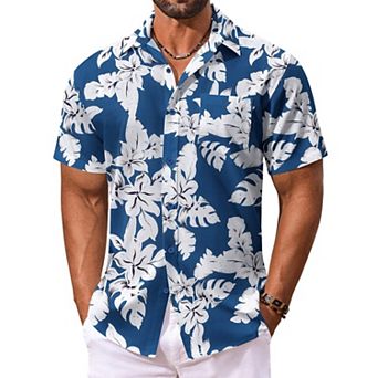 COOFANDY Men's Summer Shirt Short Sleeve Hawaiian Button Down Shirts Casual Beach Shirts