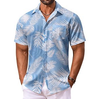 COOFANDY Men's Summer Shirt Short Sleeve Hawaiian Button Down Shirts Casual Beach Shirts