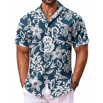 COOFANDY Men's Summer Shirt Short Sleeve Hawaiian Button Down Shirts Casual Beach Shirts
