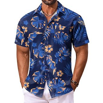 COOFANDY Men's Summer Shirt Short Sleeve Hawaiian Button Down Shirts Casual Beach Shirts