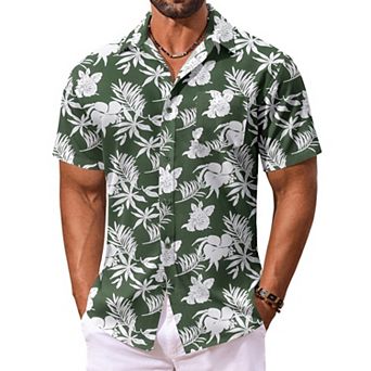 COOFANDY Men's Summer Shirt Short Sleeve Hawaiian Button Down Shirts Casual Beach Shirts