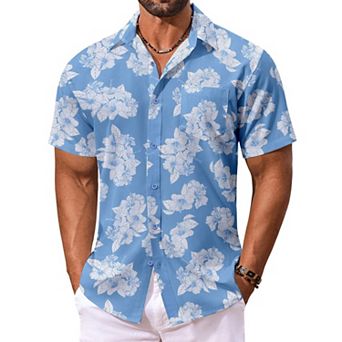 COOFANDY Men's Summer Shirt Short Sleeve Hawaiian Button Down Shirts Casual Beach Shirts