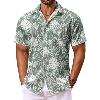 COOFANDY Men's Summer Shirt Short Sleeve Hawaiian Button Down Shirts Casual Beach Shirts