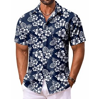 COOFANDY Men's Summer Shirt Short Sleeve Hawaiian Button Down Shirts Casual Beach Shirts