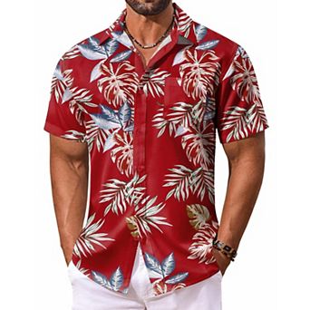 COOFANDY Men's Summer Shirt Short Sleeve Hawaiian Button Down Shirts Casual Beach Shirts