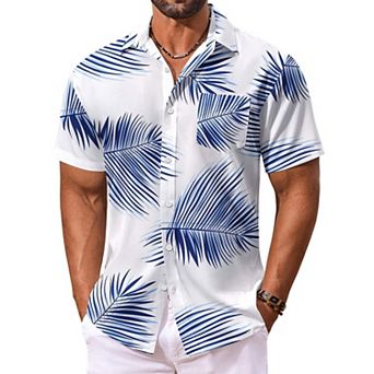 COOFANDY Men's Summer Shirt Short Sleeve Hawaiian Button Down Shirts Casual Beach Shirts