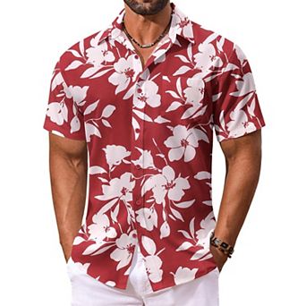 COOFANDY Men's Summer Shirt Short Sleeve Hawaiian Button Down Shirts Casual Beach Shirts