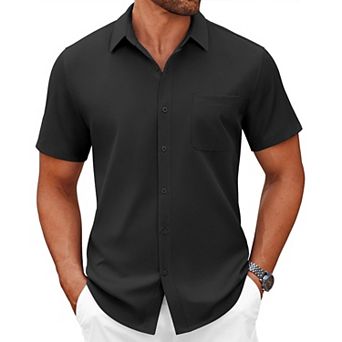 COOFANDY Mens Button Down Dress Shirt for Men Short Sleeve Casual Shirt Untucked Business Shirts