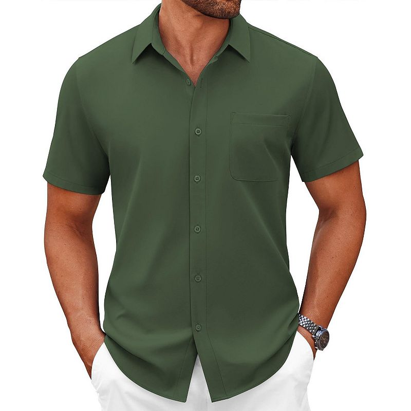 COOFANDY Mens Button Down Dress Shirt for Men Short Sleeve Casual Shirt Untucked Business Shirts