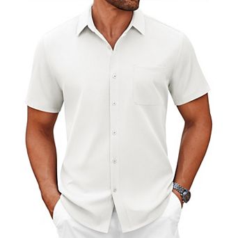 COOFANDY Mens Button Down Dress Shirt for Men Short Sleeve Casual Shirt Untucked Business Shirts