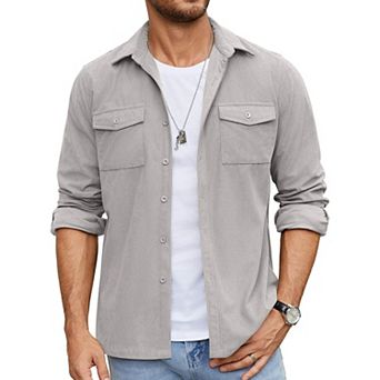 COOFANDY Men's Button Down Waffle Shirt Jacket Casual Long Sleeve Shacket Lightweight Overshirts