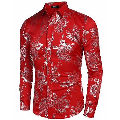 COOFANDY Men's Button Down Shirt Paisley Jacquard Luxury Dress Shirt