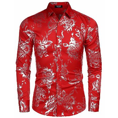 COOFANDY Men's Button Down Shirt Paisley Jacquard Luxury Dress Shirt