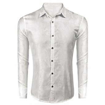 COOFANDY Men's Button Down Shirt Paisley Jacquard Luxury Dress Shirt