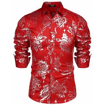 COOFANDY Men's Button Down Shirt Paisley Jacquard Luxury Dress Shirt