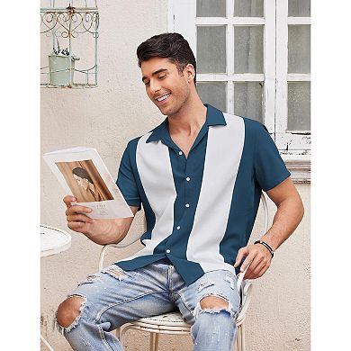 COOFANDY Men's Casual Button Down Shirts Retro Bowling Shirts Beach Wear Clothing
