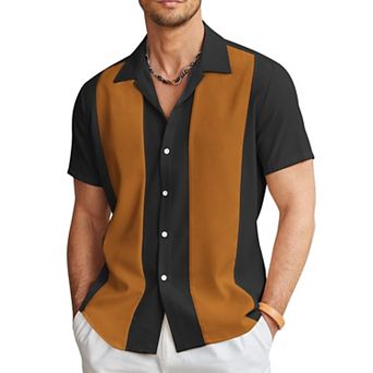 COOFANDY Men's Casual Button Down Shirts Retro Bowling Shirts Beach Wear Clothing