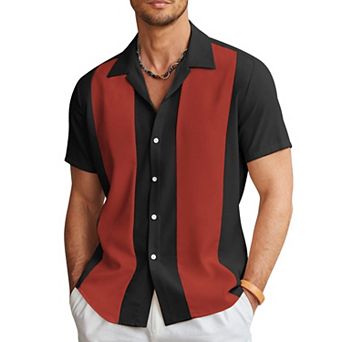 COOFANDY Men's Casual Button Down Shirts Retro Bowling Shirts Beach Wear Clothing