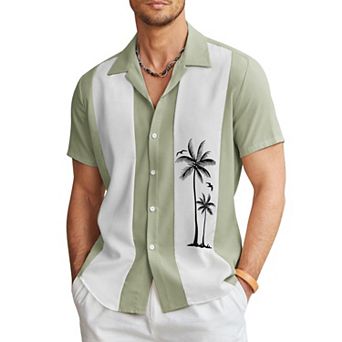 COOFANDY Men's Casual Button Down Shirts Retro Bowling Shirts Beach Wear Clothing