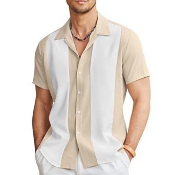 COOFANDY Men's Casual Button Down Shirts Retro Bowling Shirts Beach Wear Clothing