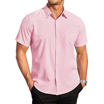 COOFANDY Men Short Sleeve Wrinkle Free Dress Shirt Casual Button Down Shirts Summer Clothing