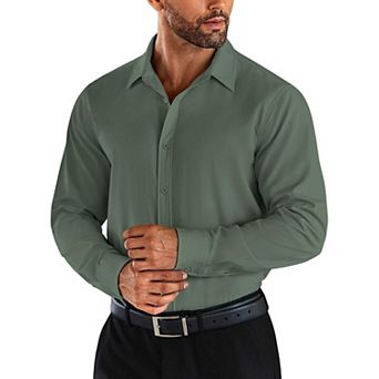 COOFANDY Men's Dress Shirts Wrinkle-Free Long Sleeve Slim Fit Solid Business Button Down Shirt